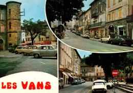 RECTO/VERSO - CPSM - LES VANS - CITROEN DS - CELLIER - HOTEL DES CEVENNES - VIEILLES VOITURES DANS LES RUES - Les Vans