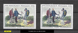 Timbre N° 1363a Bonjour Mr Courbet (personnage De Droite - Bord De Chapeau Jeaunâtre Au Lieu De Rouge) - Unused Stamps