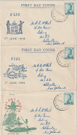 Fiji QEII 1d X 3 Cachet Different FDCs, 1st June 1956 - Fiji (...-1970)