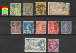 Timbre N° 75 - 85 - 92 - 120 - 131 - 140 - 199 - 199 - 205 - 313 - 376 : Lot De 11 Timbres Perforés - Andere & Zonder Classificatie