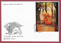 Azerbaijan  2022 , EUROPA CEPT Stories And Myths - Sheet On FDC Azerbaijan Premier Jour 06.06.2022 - 2022