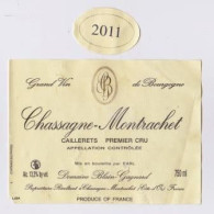 Etiquette Et Millésime " CHASSAGNE -MONTRACHET 1er Cru Cailleret 2011 " Domaine Blain-Gagnard  (2164)_Ev233 - Bourgogne