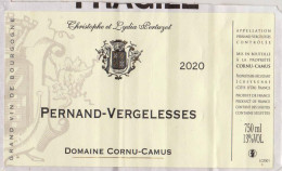 Etiquette " PERNAND-VERGELESSES 2020 " Domaine Cornu-Camus (1187)_ev812 - Bourgogne