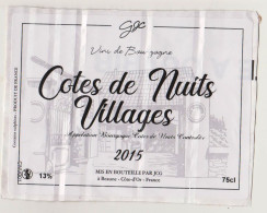 Etiquette " CÔTE DE NUITS VILLAGE 2015 " Mis En Blles Par JCG à Beaune (3093)_ev809 - Bourgogne