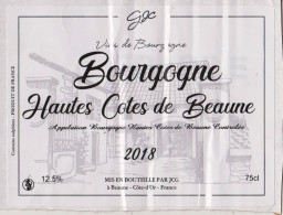 Etiquette " HAUTES CÔTES DE BEAUNE 2018 " Mis En Blles Par JCG à Beaune (3095)_ev811 - Bourgogne
