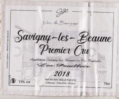 Etiquette " SAVIGNY LES BEAUNE 1er Cru 2018 Les Feuillets " Mis En Blles Par JCG à Beaune (3122)_ev814 - Bourgogne