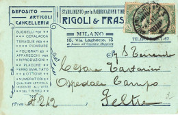 1875 MILANO RIGOLI FRASCHINI X FELTRE - Poststempel