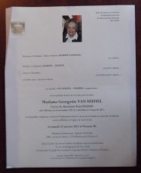 Faire Part Décès / Mme Georgette Van Huffel , Vve Paul Maesen Née à Binche En 1921 Et Y Décédée En 2011 - Obituary Notices