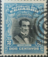 OH)  1907 ECUADOR, PRESIDENT DIEGO NOBOA, SCT 167 2c Blue,  USED, MUTE CANCELLATION - Equateur