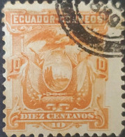 OH) 1889  ECUADOR, COAT OF ARMS, SCT 15 10c Orange, USED - Ecuador