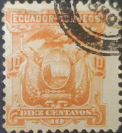 OH) 1889  ECUADOR, COST OF ARMS, SCT 15 10c Orange, USED - Equateur