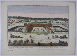 Kupferstich Guckkastenblatt Berlin, Kgl. Hospital D. Lahmen Kriegsleute, Altkoloriert Um 1760 Von G. B. Probst  - Estampas & Grabados