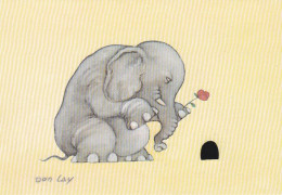 Illustrateur  D LAY  --humour--" L' Attente  "--éléphant Et Rose Devant Trou De Souris  - - Andere & Zonder Classificatie