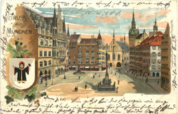 Gruss Aus München - Marienplatz - Litho - Muenchen