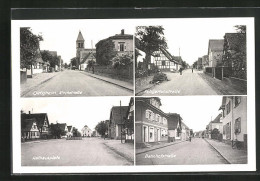 AK Oetigheim, Ansichts Der Bahnhofstrasse, Rebgartenstrasse, Rathausplatz  - Autres & Non Classés