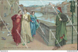Cb601 Cartolina Firenze Incontro Di Dante Con Beatrice - Firenze (Florence)