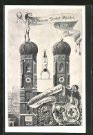 Künstler-AK Ganzsache PP68C1: München, 13. Deutsches Turnfest 1923, Beturnte Frauenkirche  - Autres & Non Classés