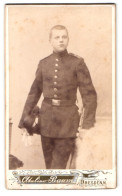 Fotografie Atelier Baum, Dresden, Königsbrückerstr. 64, Portrait Sächsischer Jäger In Uniform Mit Bajonett  - Anonymous Persons