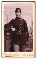 Fotografie Chr. Langholm, Nyborg, Portrait Dänischer Soldat In Uniform Rgt. 7 Mit Bajonett  - Anonymous Persons