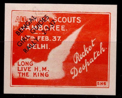 IND-03- INDIA - 1937 - MH - SCOUTS- ROCKET MAIL - BENGAL GIRL GUIDES RALLY 2-3-37 - 1936-47 Koning George VI
