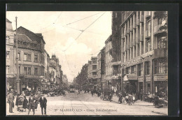 AK Saarbrücken, Obere Bahnhofstrasse Mit Geschäften Und Strassenbahn  - Saarbrücken