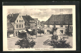 AK Horn I. L., Marktplatz Mit Gasthaus Teutoburger Hof & Hausmann-Denkmal  - Autres & Non Classés