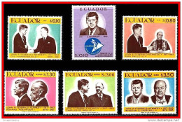 ECUADOR 1967 KENNEDY, CHURCHILL, DE GAULLE, POPE, HAMMARSKJOLD SC#764-E MNH CV$11.00 - Kennedy (John F.)