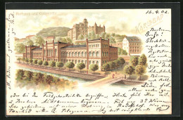 Lithographie Karlsbad, Kurhaus Und Königsvilla  - Tchéquie