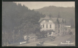 AK Karlsbad, Cafe Freundschaftssaal, Davor Kutschen  - Tchéquie