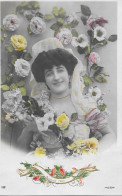 Jolie Carte Postale  Ancienne 1906  -  Bonne Fête - Femme Fleurs - Ed J.K. - Femmes