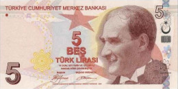 Turkey 2009 5 Lira AUNC Banknote P222a - Turchia