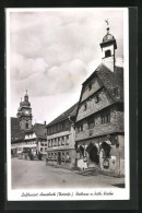 AK Amorbach /Unterfr., Gasthaus Leiningenscher Hof Mit Rathaus Und Katholischer Kirche  - Amorbach