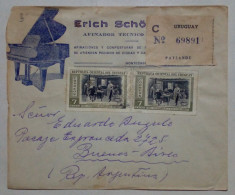 Uruguay - Enveloppe à En-tête Thème Piano, Avec Timbres Et Cachetage (1950) - Música