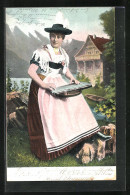 AK Junge Frau Mit Zither In Tracht  - Musique Et Musiciens