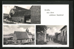 AK Hammelburg-Untereschenbach A. D. Saale, Gasthaus Müller, Kirche, Strassenpartie  - Hammelburg