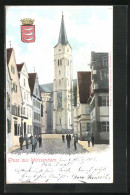 AK Weissenhorn, Strassenpartie Bei Der Kirche, Wappen  - Weissenhorn