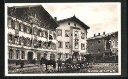 AK Bad Tölz, Marktstrasse Mit Haus Der Tölzer Zeitung, Denkmal Und Pferdewagen  - Bad Toelz