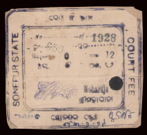 India Sonepur State 12 As. Court Fee Fiscal Revenue Stamp Used - Otros & Sin Clasificación