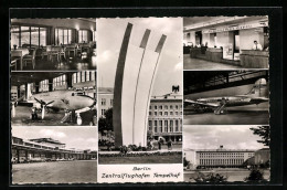 AK Berlin-Tempelhof, Sechs Ansichten Vom Zentralflughafen Und Luftbrückendenkmal  - Altri & Non Classificati