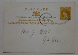 Sri Lanka - Carte Postale Circulée (1898) - Sri Lanka (Ceilán)