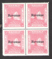 India Sikkim State Five Rupees Revenue Stamps Block Of 4 MNH - Other & Unclassified