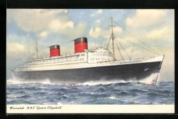 AK Passagierschiff R. M. S. Queen Elizabeth Bei Voller Fahrt  - Steamers