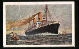 Künstler-AK Passagierschiff Sierra Cordoba Auf Hoher See  - Steamers