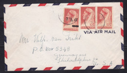 Netherlands Suriname - 1956 Airmail Cover Paramaribo To USA Surcharged Stamp - Suriname ... - 1975