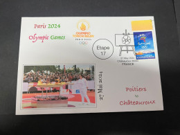 28-5-2024 (6 Z 22) Paris Olympic Games 2024 - Torch Relay (Etape 17) In Châteauroux (27-5-2024) With Olympic Stamp - Summer 2024: Paris