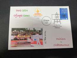 28-5-2024 (6 Z 22) Paris Olympic Games 2024 - Torch Relay (Etape 17) In Châteauroux (27-5-2024) With Lions Club Stamp - Sommer 2024: Paris