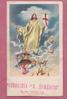 Santino Pieghevole. Holy Card - Prima Comunione- Dio Fra I Cherubini- Parrocchia S.Domenico, Bisceglie- 100x 60mm - Devotion Images