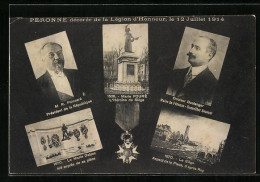CPA Pèronne, Dècorèe De La Lègion D`Honneur, Le 12 Juillet 1914, Portrait De M. R. Poincarè Et Docteur Boulanger  - Andere & Zonder Classificatie