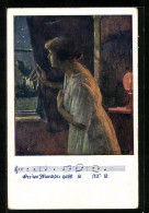 Künstler-AK Karl Friedrich Gsur, Deutscher Schulverein Nr. 1380: Frau Erblickt Den Mond Durch Das Fenster  - Weltkrieg 1914-18