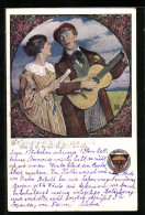 Künstler-AK Karl Friedrich Gsur, Deutscher Schulverein Nr. 459: Mann Spielt Auf Der Gitarre Für Seine Liebste  - Guerre 1914-18